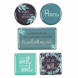 It Is Well With My Soul Teal and Blue Assorted Magnet Set