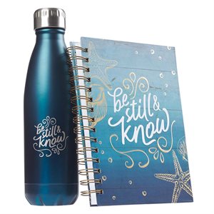 Kit Cadeau Journal et Bouteille d'Eau / Be Still and Know, Water Bottle and Journal Gift Set