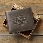 Portefeuille en Cuir Véritable Brun / With God All Things Are Possible Brown Genuine Leather Wallet - Matthew 19:26