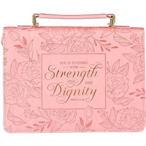 Strength & Dignity, Bible Cover, Pink Floral, Large