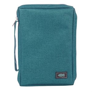 Couverture pour Bible Large / Teal Poly-Canvas Value Bible Cover with Fish Badge