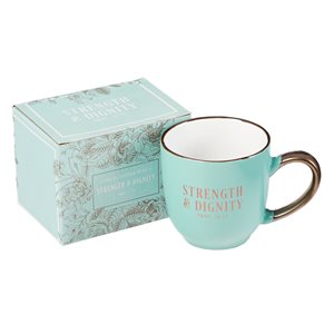 Strength and Dignity Coffee in Mint Green - Proverbs 31:25