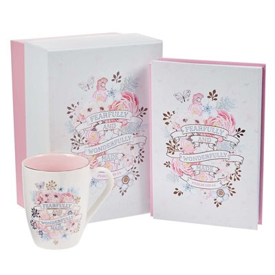 Kit Cadeau pour Femme - Tasse et Journal / Fearfully and Wonderfully Made Journal and Mug Boxed Gift Set For Women - Psalm 139:14