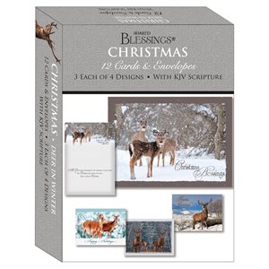 Boîte de 12 Cartes de Noël / Boxed Christmas Cards Deer in Winter 