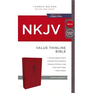 NKJV Value Thinline Bible, Imitation Leather, Burgundy