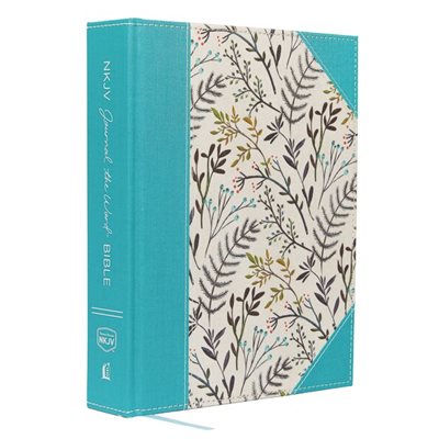NKJV Journal the Word Bible, Large Print, Hardcover, Blue Floral Cloth, Red Letter Edition