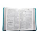 The Holy Bible - King James Version (KJV) - Compact Bible - Aqua and Red Faux Leather Bible w / Ribbon Marker, Red Letter Edition