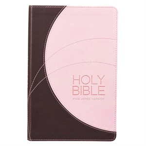 KJV Holy Bible, Standard Bible, Pink and Brown Faux Leather Bible w / Ribbon Marker, Red Letter Edition, King James Version