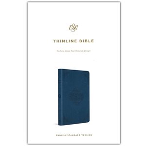 ESV Thinline Bible-soft leather-look, deep teal with rotunda design