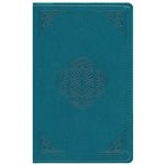 ESV Thinline Bible-soft leather-look, deep teal with rotunda design