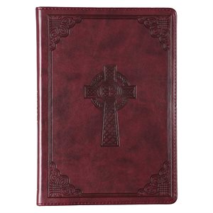 Christian Art Gifts Brown Faux Leather Journal | Celtic Cross | Slim Line Flexcover Inspirational Notebook w / Ribbon Marker, 240 Lined Pages, 6 x 8.5 x .8 Inches