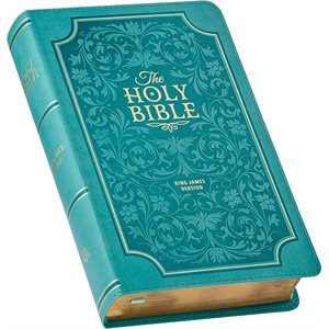 KJV Giant-Print Bible--soft leather-look, teal (indexed)