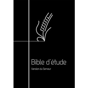 Bible d’étude, version Semeur, noire, cuir, tranche argentée, zip 